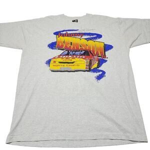 Vintage Johnny Benson Jr. Nascar Lipton Tea Racing T-Shirt Size XL Signed 90's